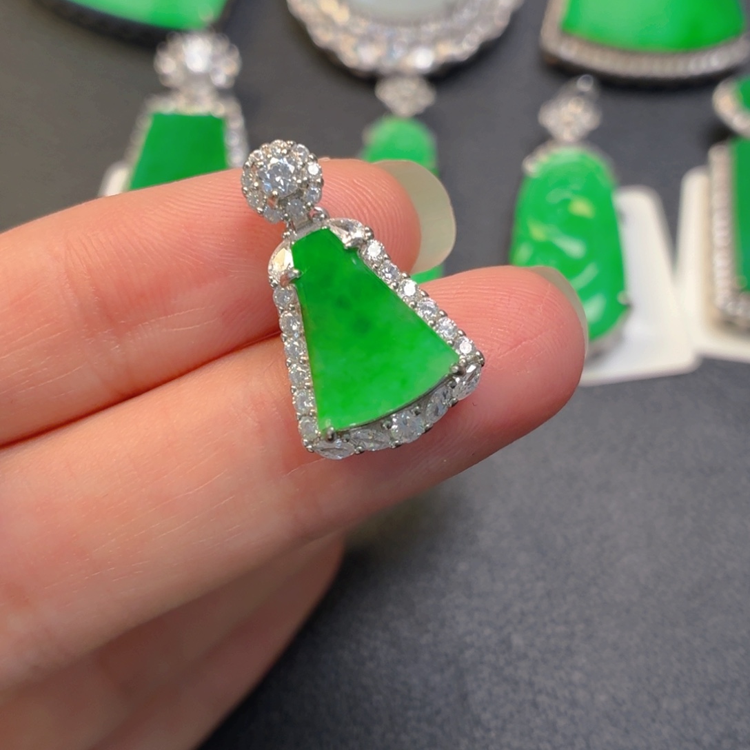 翡翠银S925镶嵌吊坠(不含链)