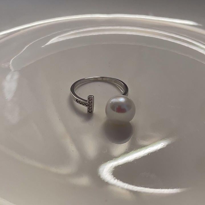 银S925镶嵌戒指淡水珍珠