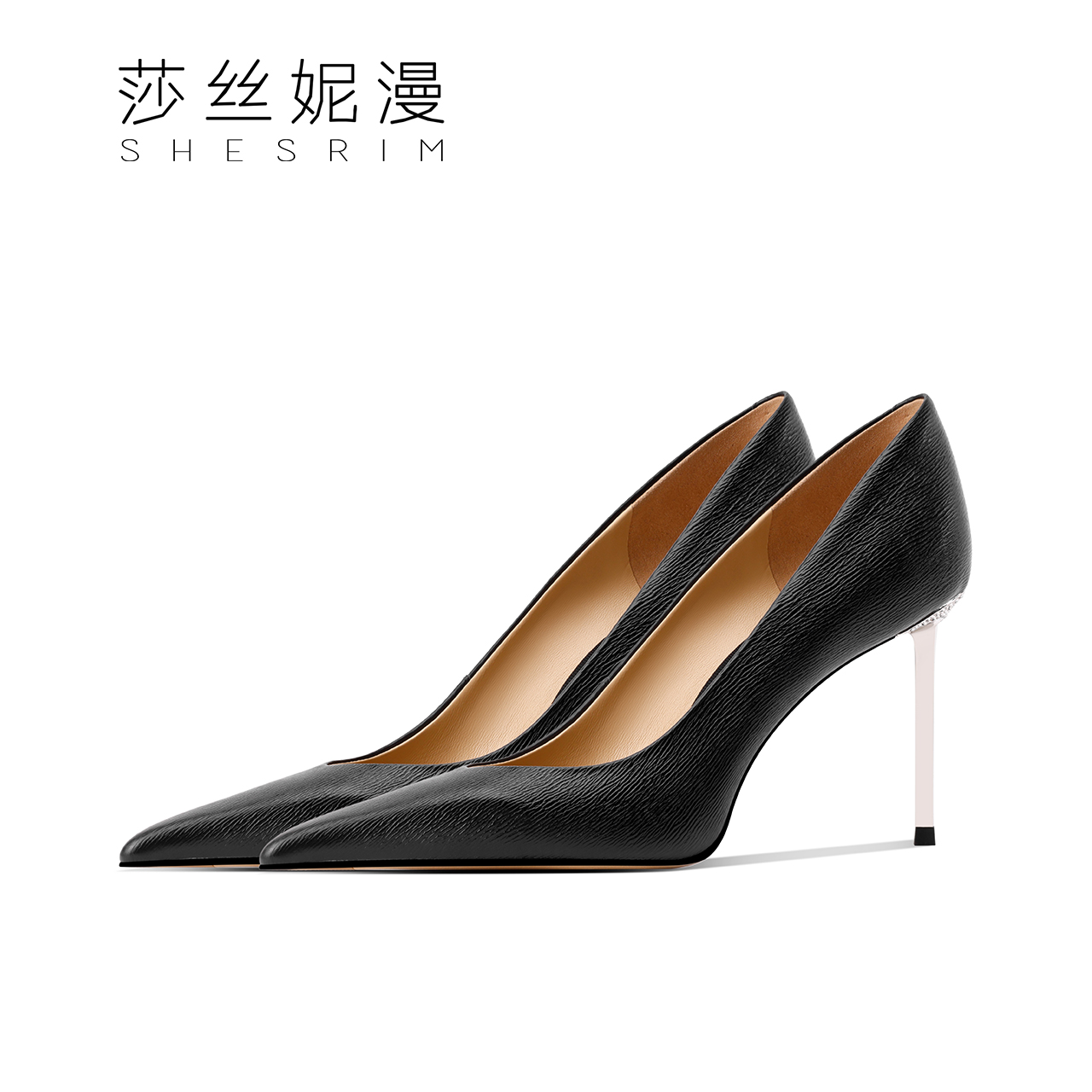 223-【罗马女人】2025新款女真皮高跟浅口单鞋尖头细高跟牙签纹系列