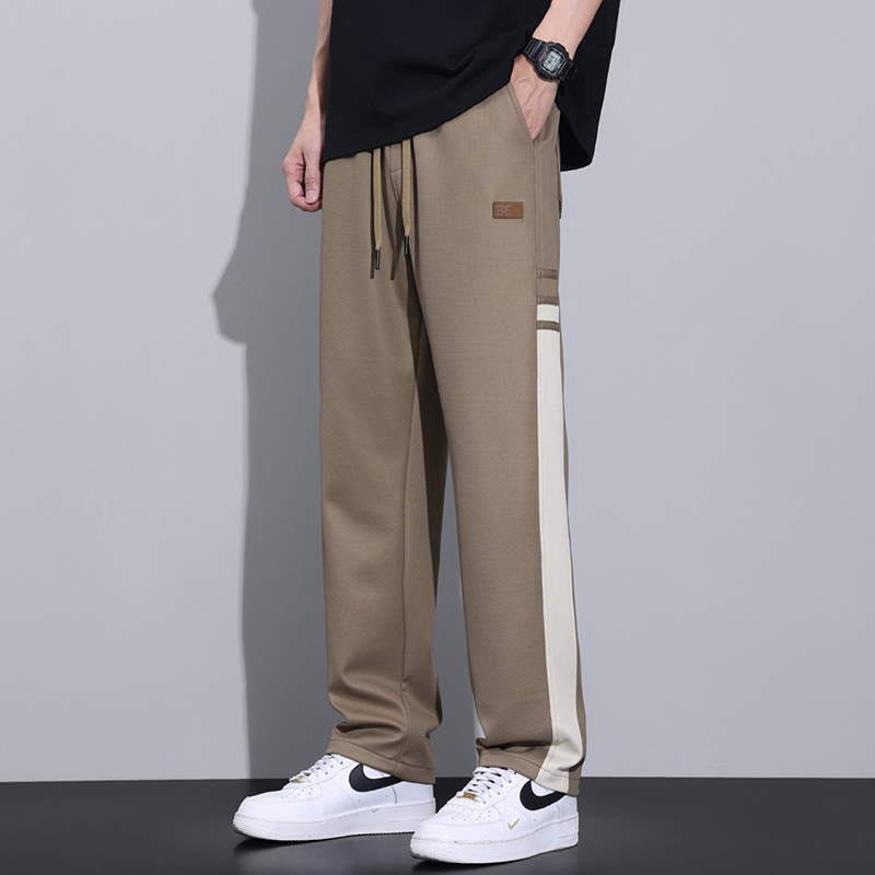 直筒休闲裤男士秋季新款宽松潮流条纹垂感直筒裤男款百搭男式裤子商品图