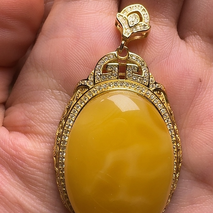 蜜蜡银S925镶嵌吊坠(不含链)吊坠