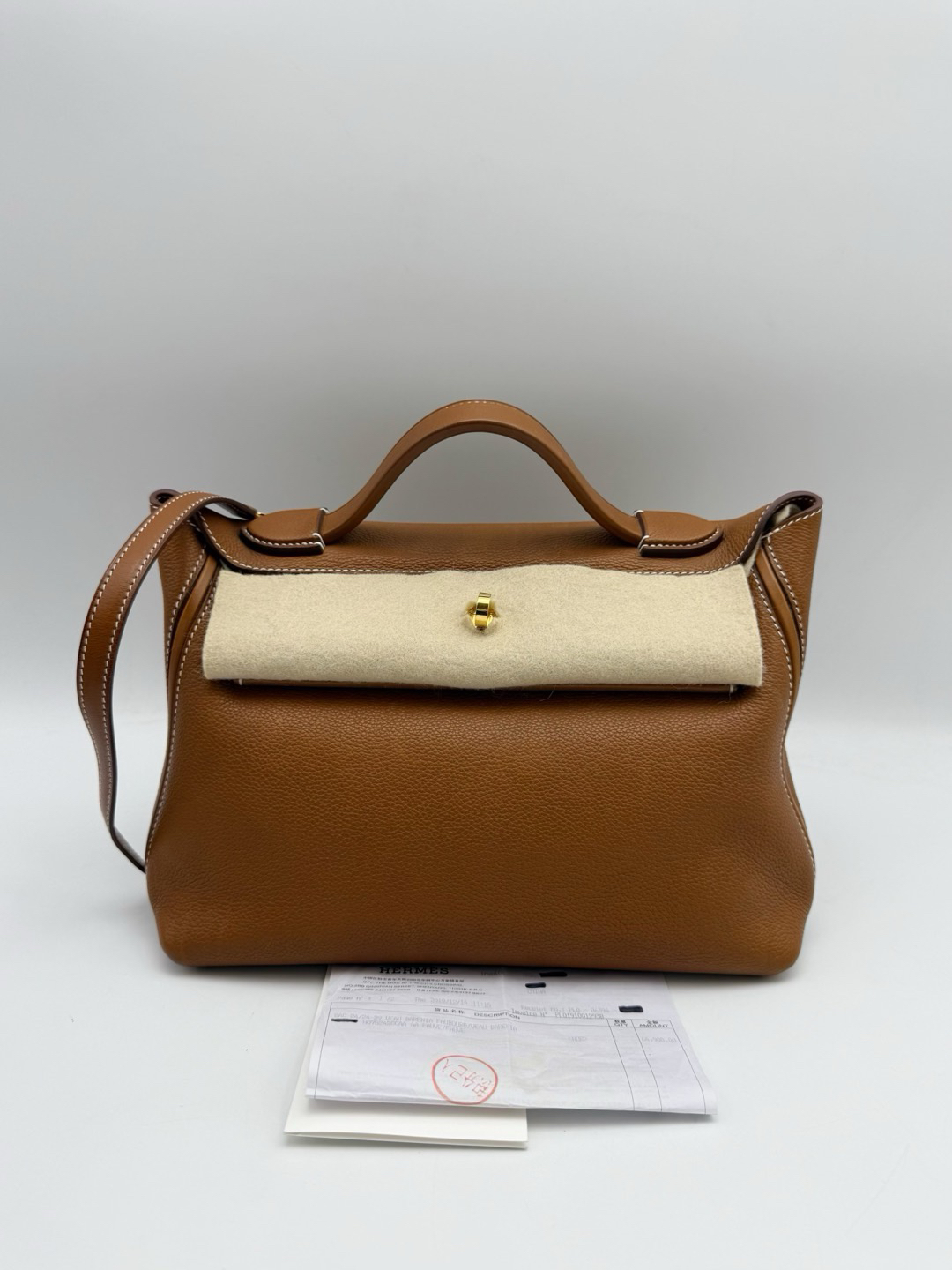 95新 Hermes/爱马仕 2424 金棕小号 29单肩手提包