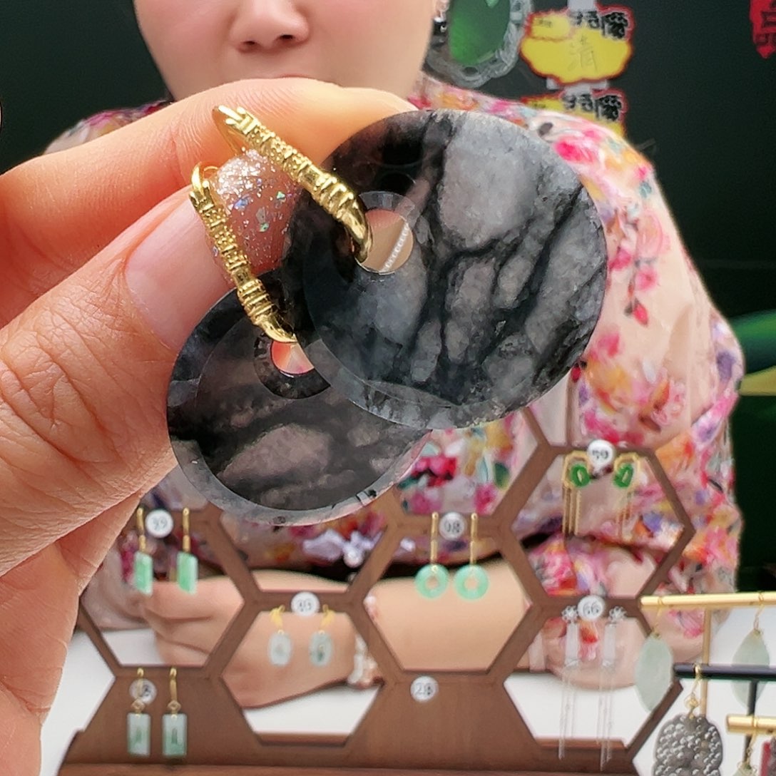 翡翠耳饰银S925镶嵌天然翡翠耳饰银s925镶嵌