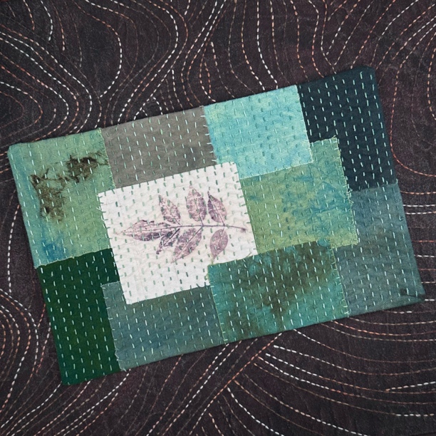 熙熙手作绿叶子拼布密密缝20*30cm网红复古编织