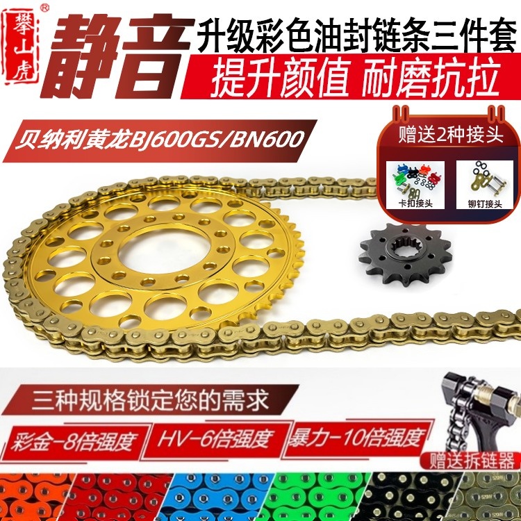适用钱江贝纳利黄龙BJ600GS巡航版黄龙BN600牙盘链轮油封链条套装