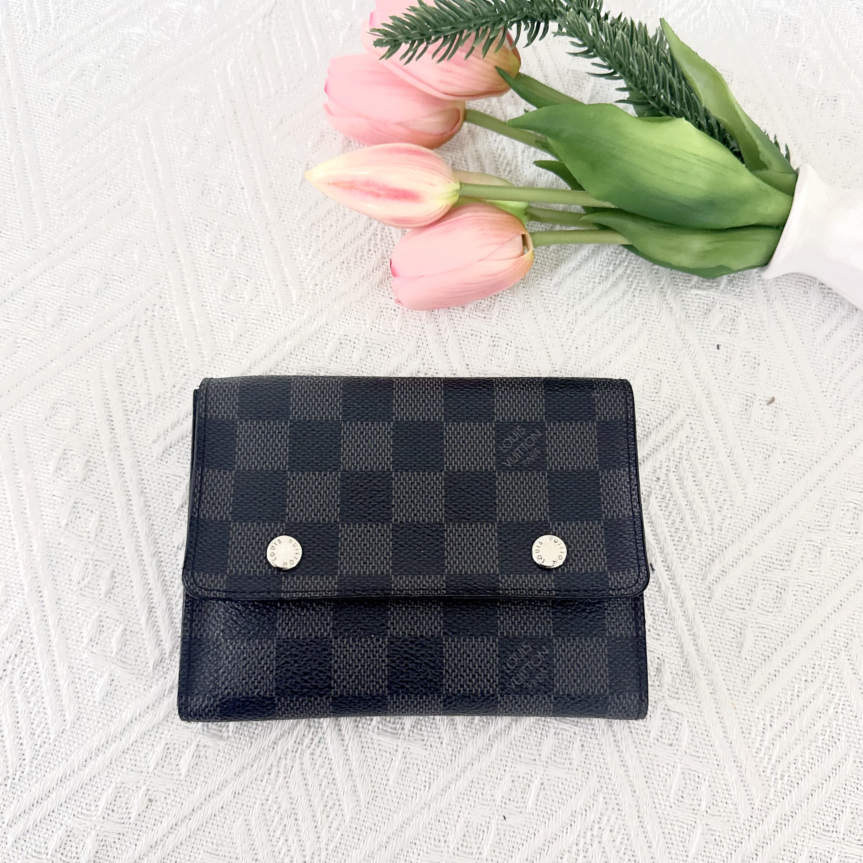 99新 LouisVuitton/路易威登 黑色棋盘格 三合一 卡包 套娃卡包 