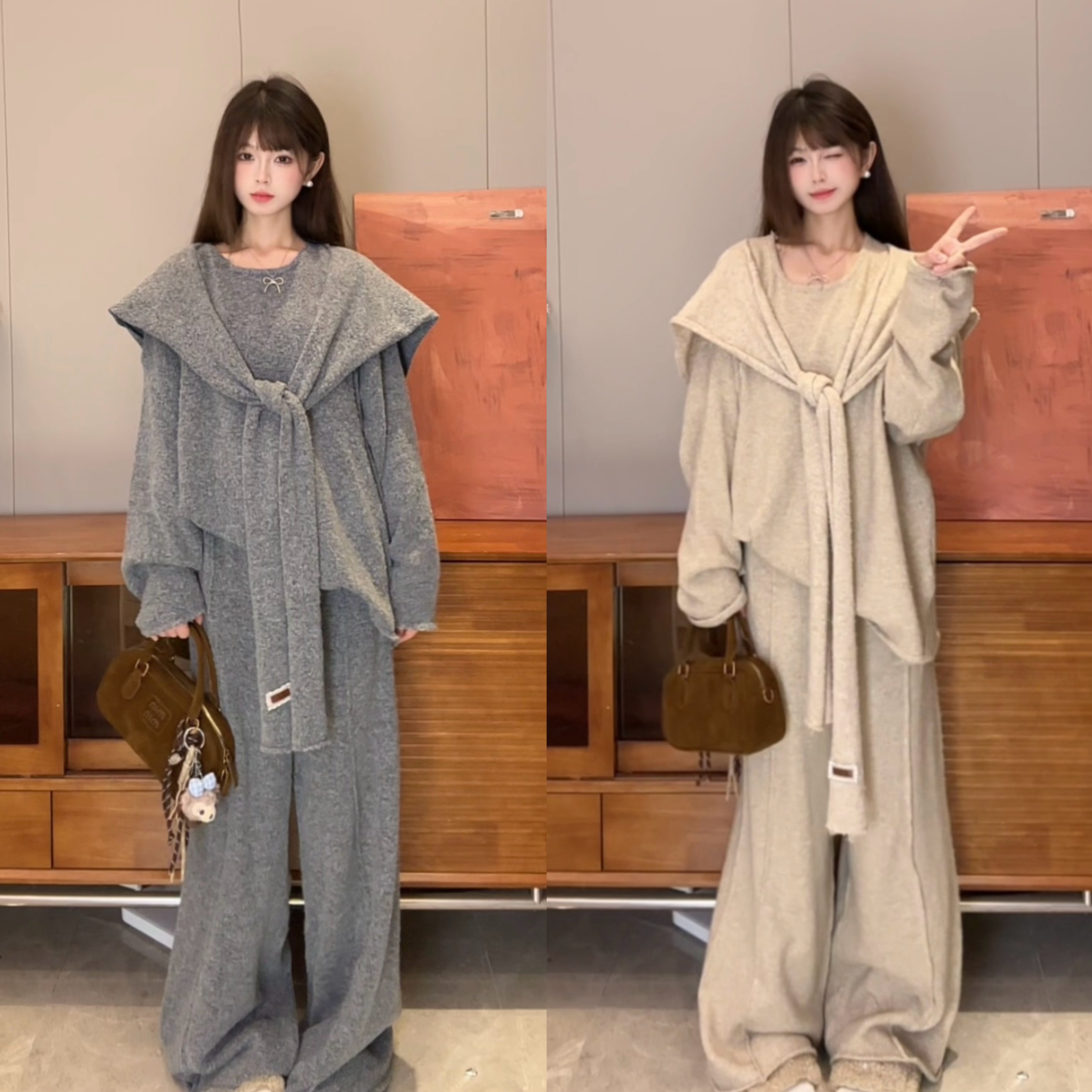 【秋冬套装+运费险】松弛感百搭网红秋冬针织显瘦韩系套装