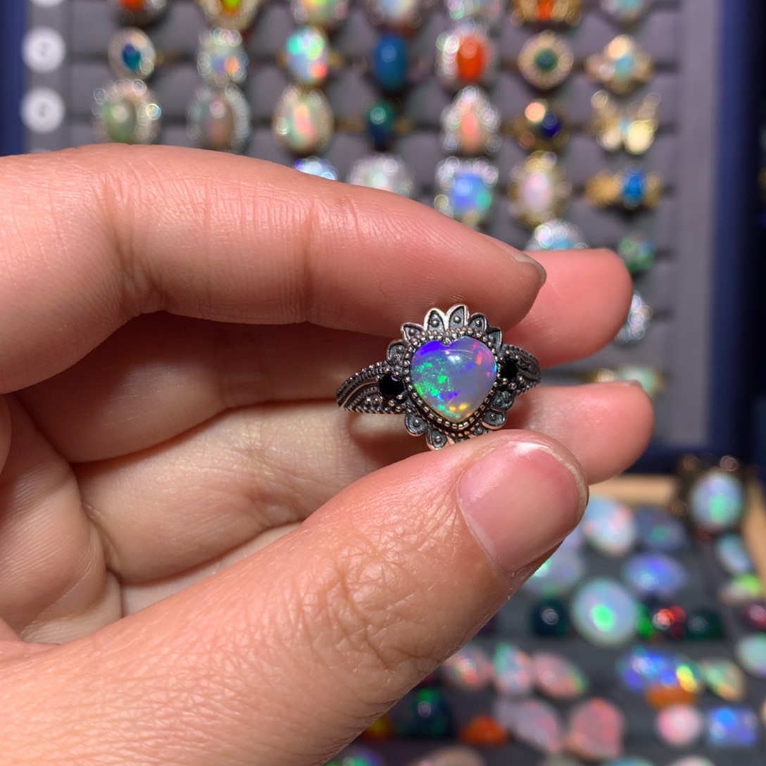 欧泊戒指款式银S925镶嵌