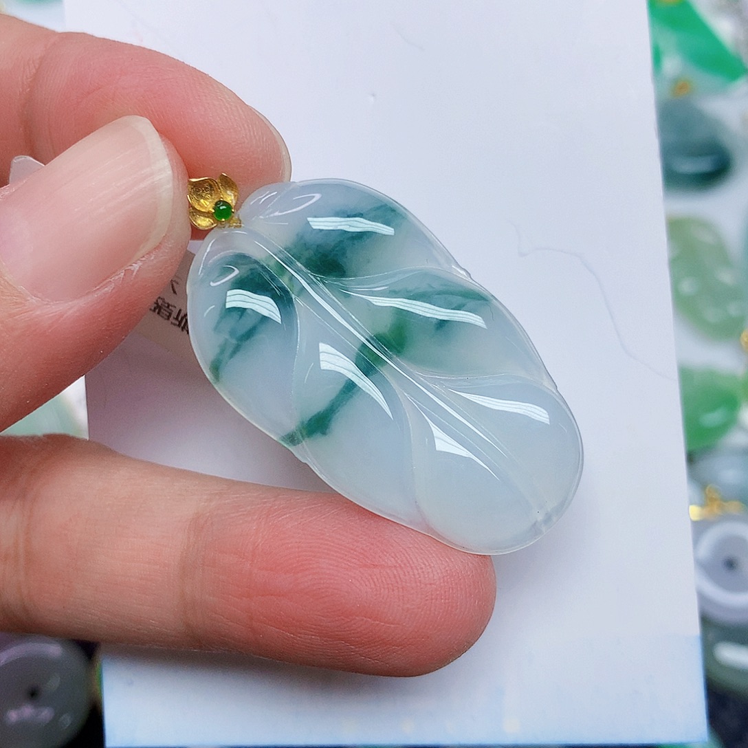 翡翠18K金镶嵌颈饰346675