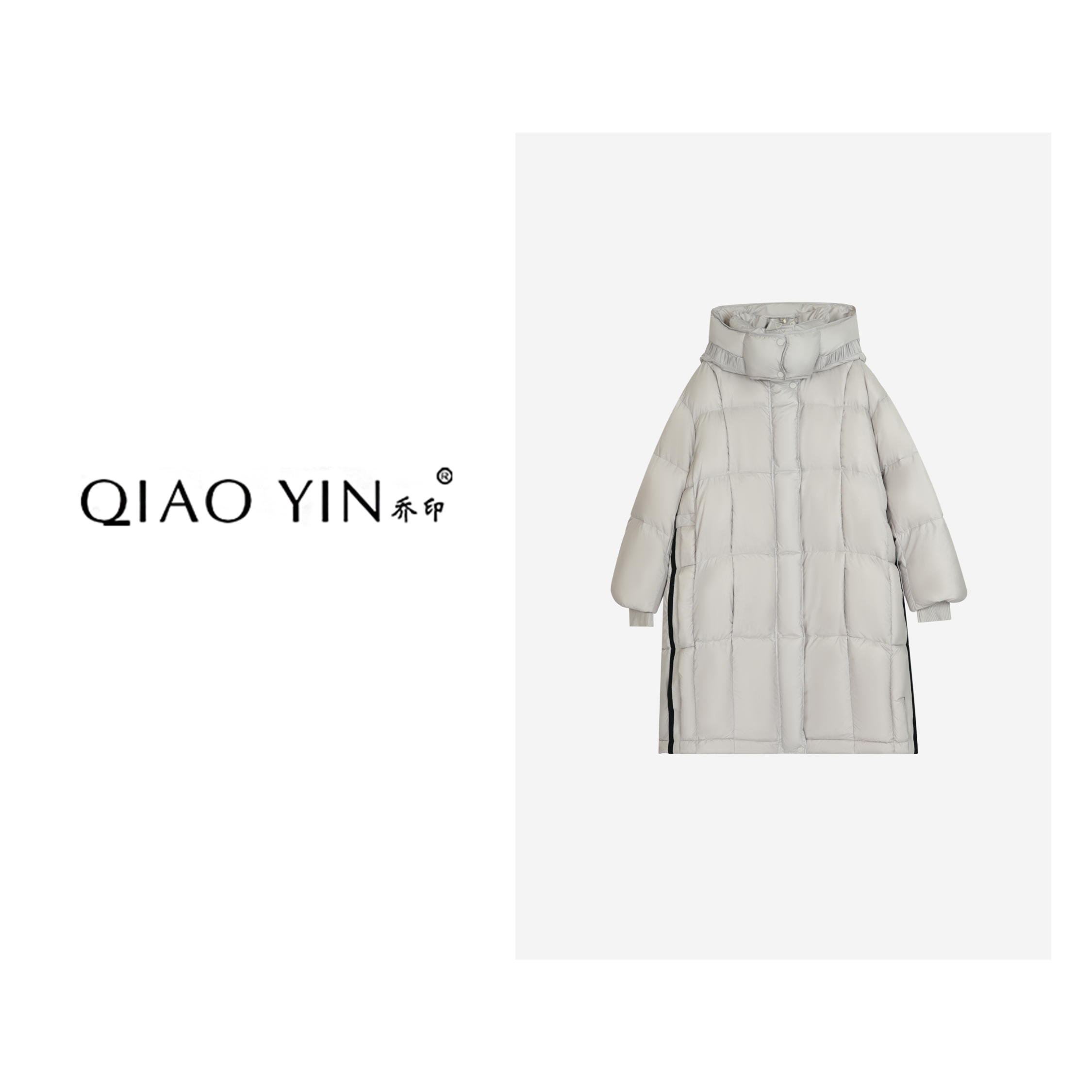 QIAO YIN“羽绒服”时尚休闲女士连帽潮流中长款保暖冬季QY26292