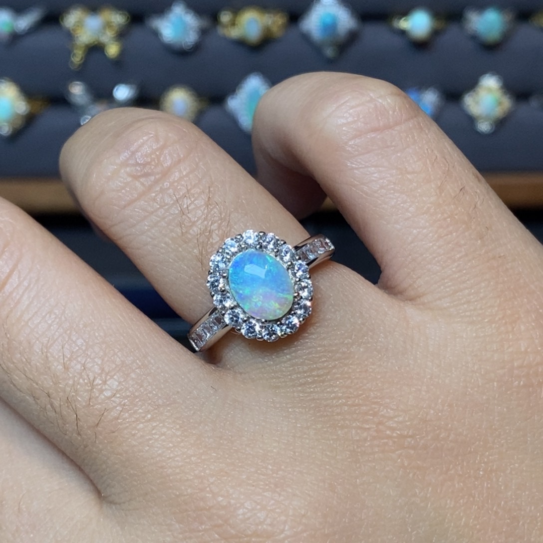 欧泊珠宝奇石银S925镶嵌戒指