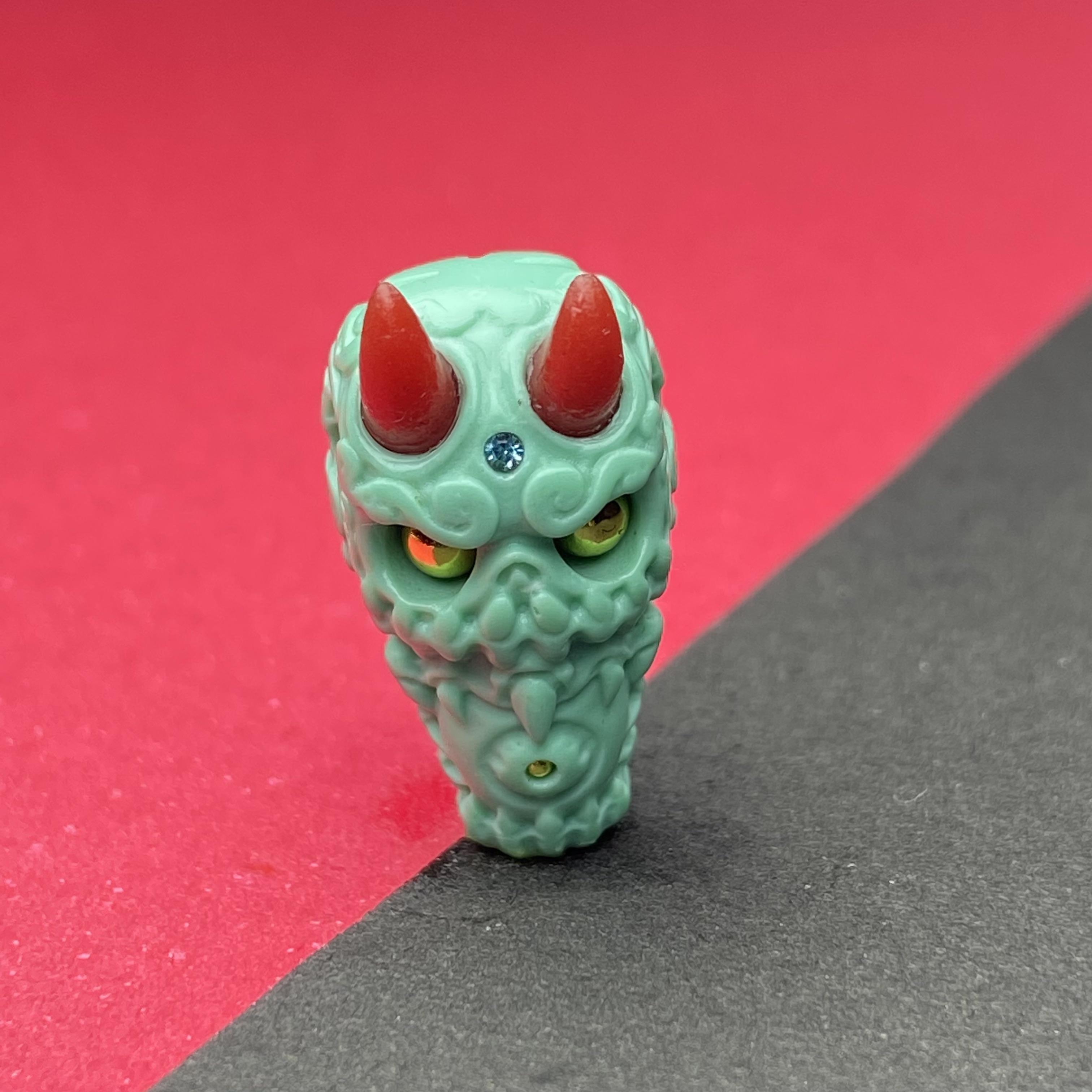 33号文玩配饰蒙松双角阿呆三通配珠手工立体镶嵌配串配手持单颗