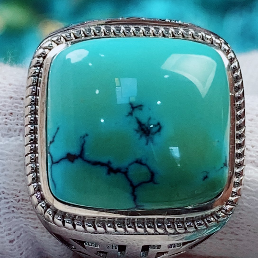 银S925镶嵌绿松石原矿无优化