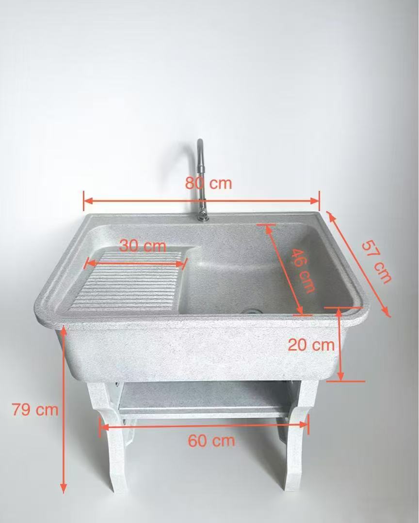 【工厂直销】80cm石英石洗衣池家用阳台庭院一体成型不开裂不发霉
