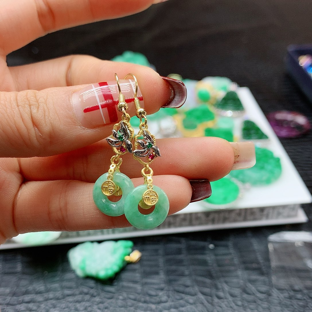 【闪购商品】翡翠耳饰银S925镶嵌，