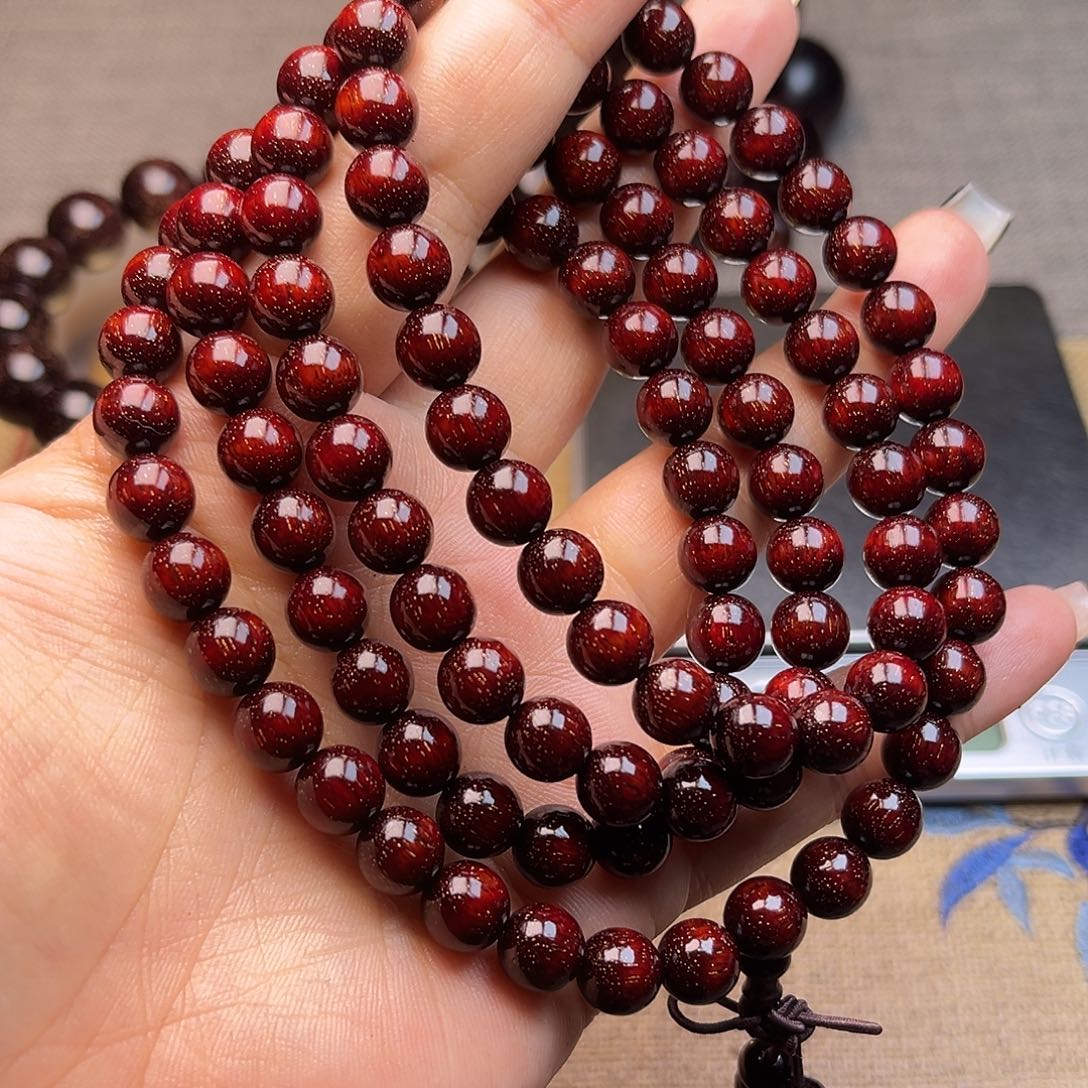 檀香紫檀（小叶紫檀）0.8 108颗鸡血红爆星