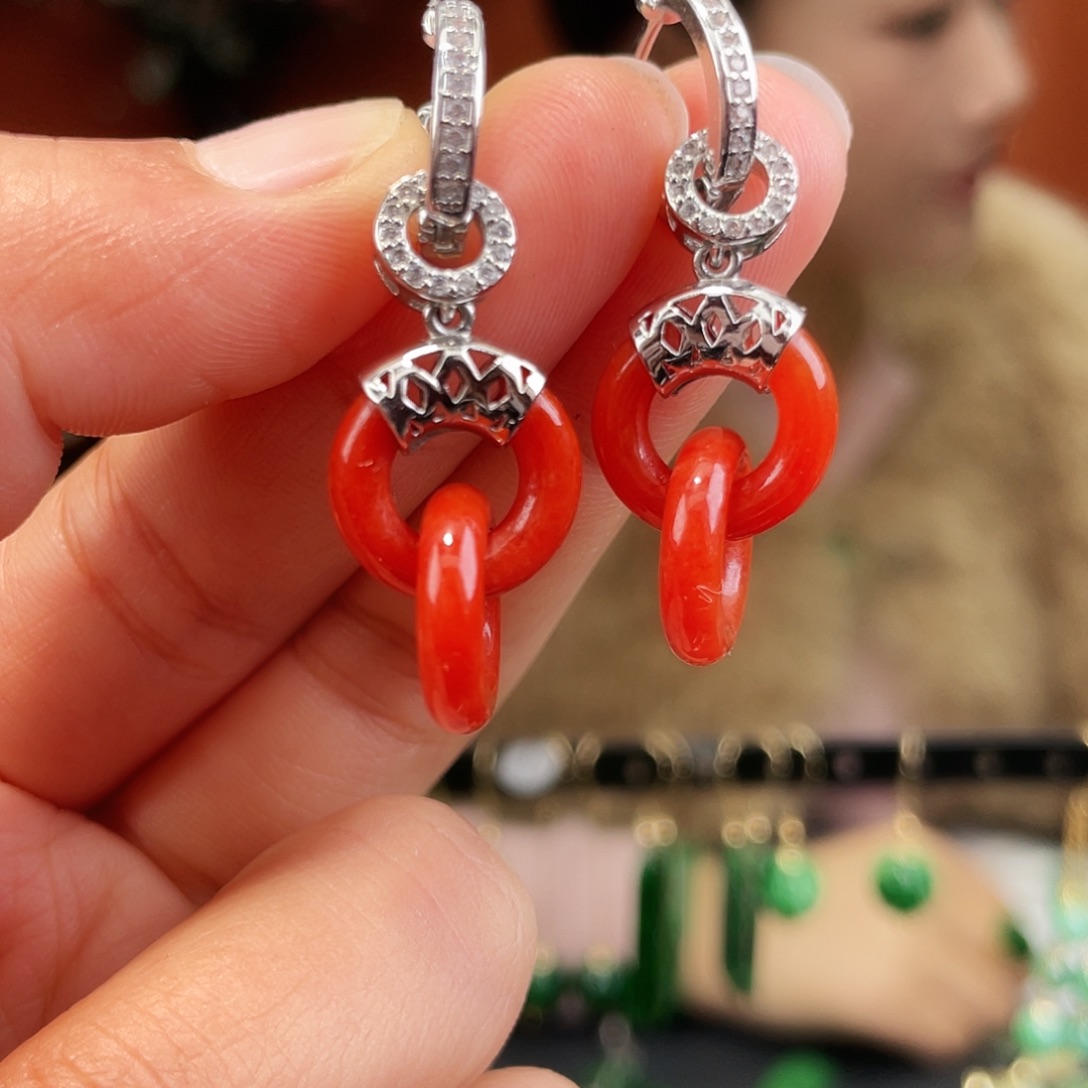 翡翠未镶嵌耳饰饰品