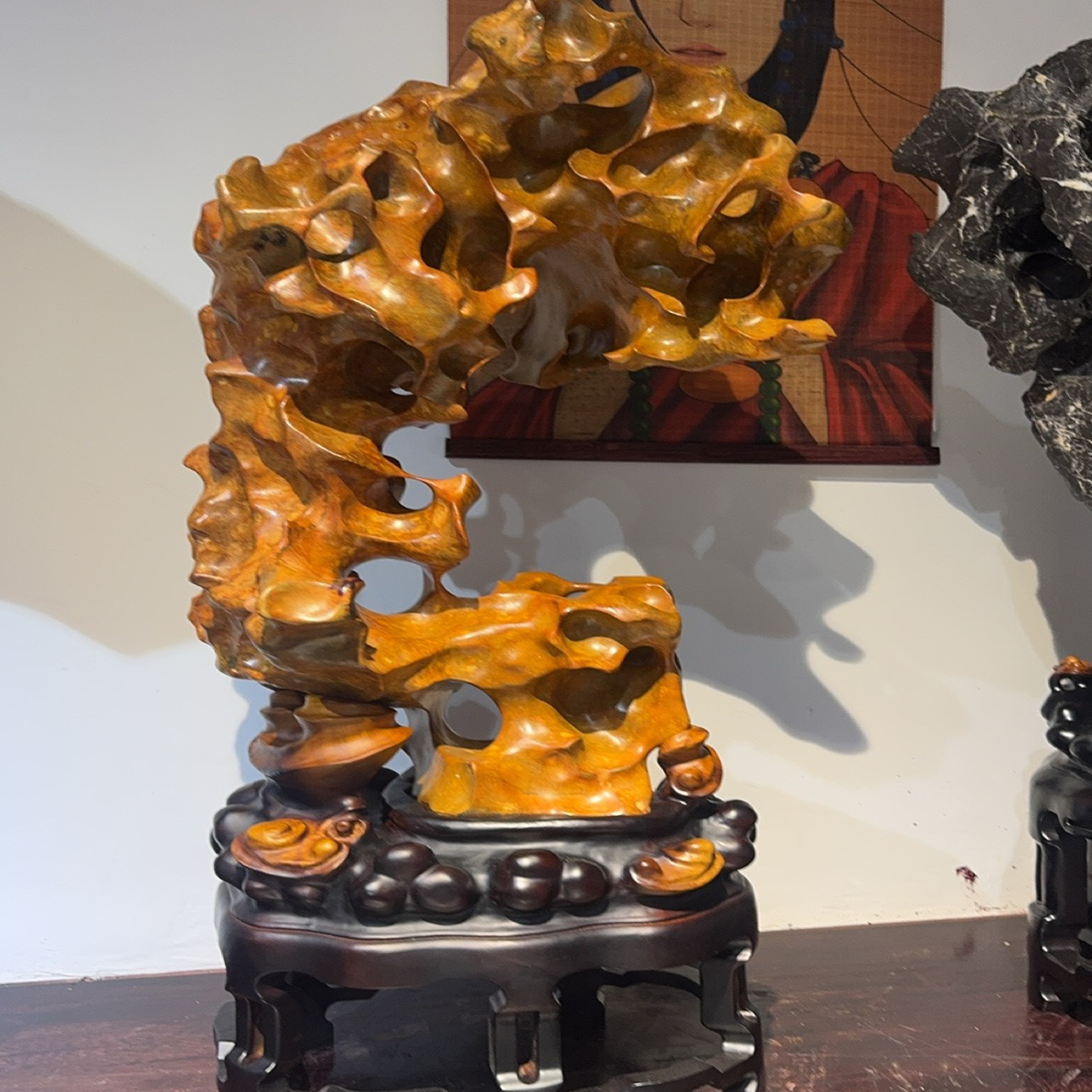 摩尔石彩陶石北丹石墨太湖摆件 <图片仅供参考，购买需联系卖家>