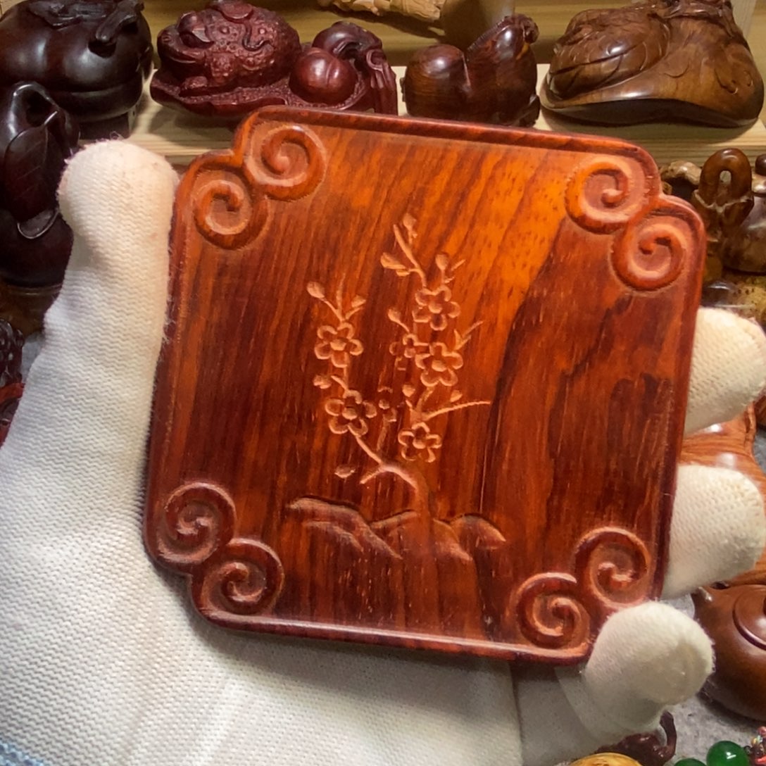 无事牌檀香紫檀（小叶紫檀）段光紫檀茶杯垫