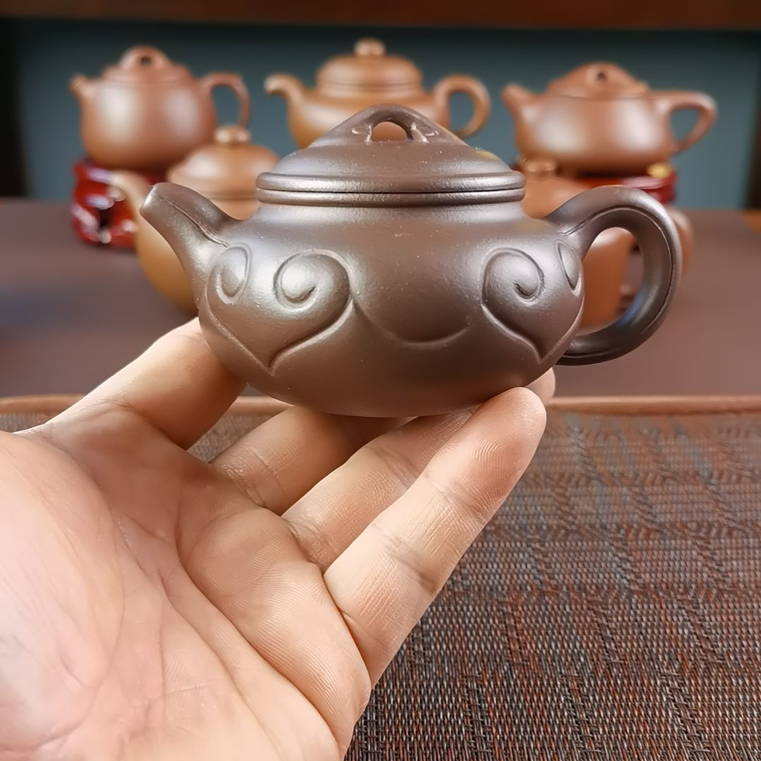 紫砂茶壶紫泥仿古如意170CC