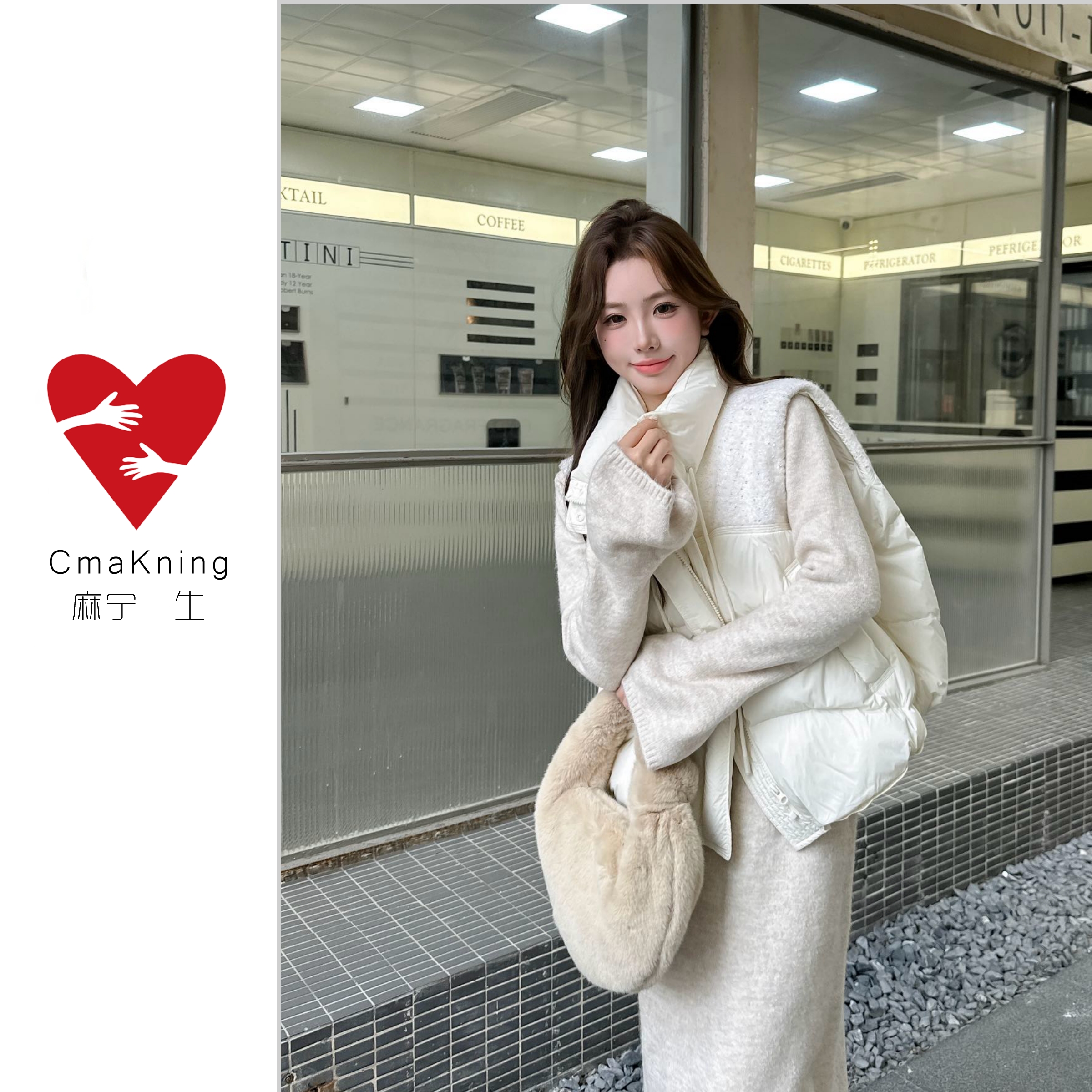 麻宁一生CmaKning【天鹅湖】冬季设计洋气无袖羽绒服马甲背心外套女