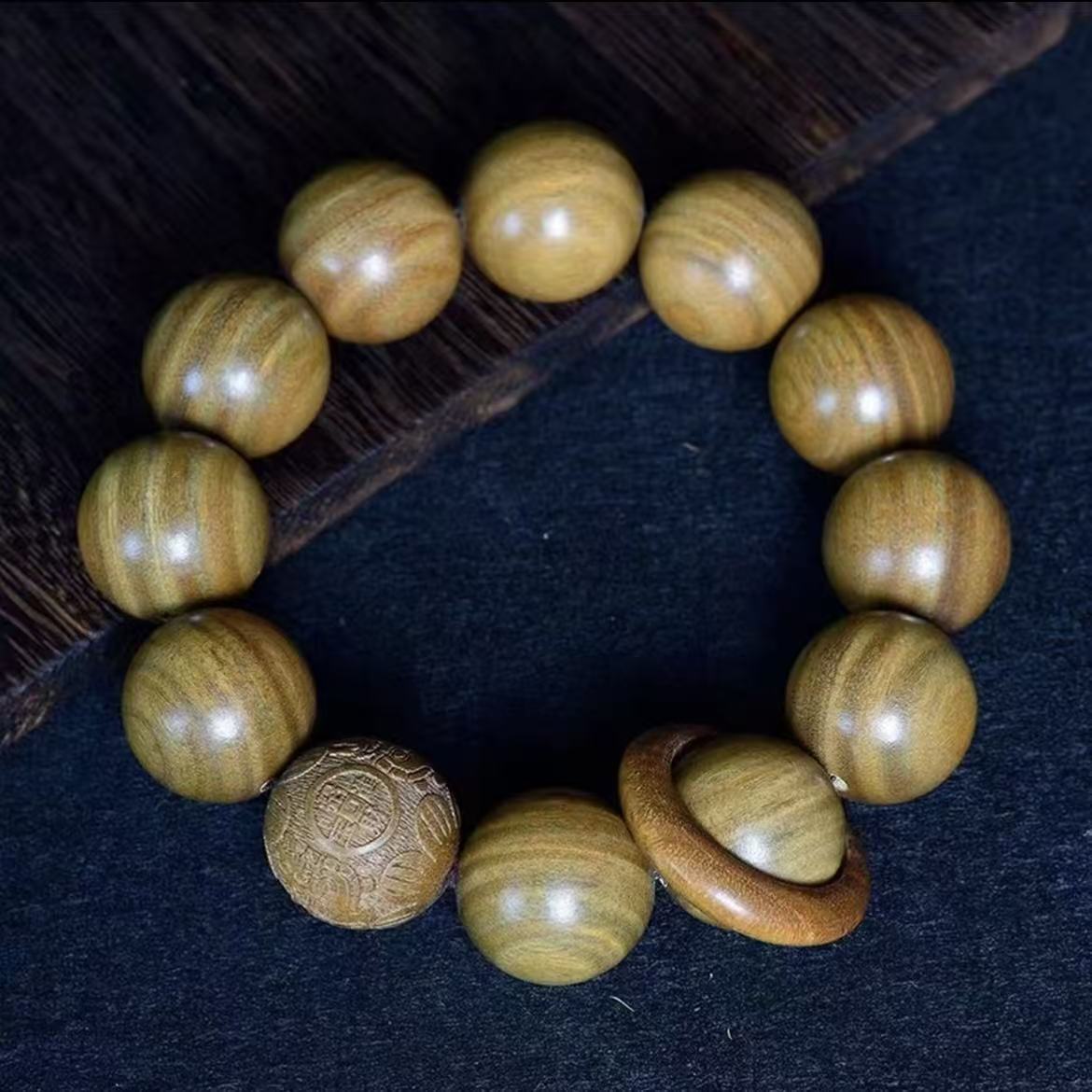 绿檀-2.0珠型+木质圆环-单圈手串（无礼盒）-410