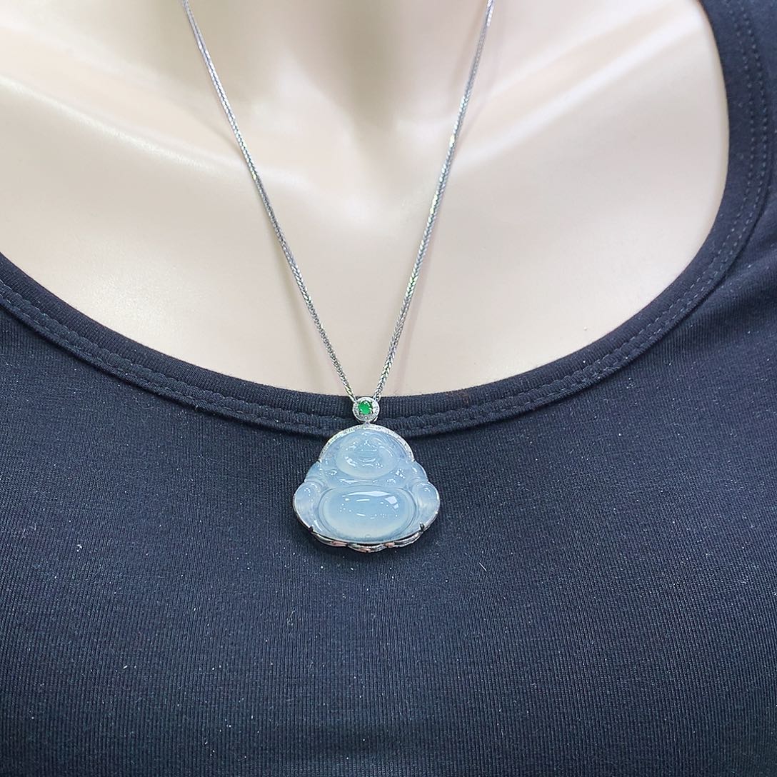 翡翠颈饰18K金镶嵌佛公