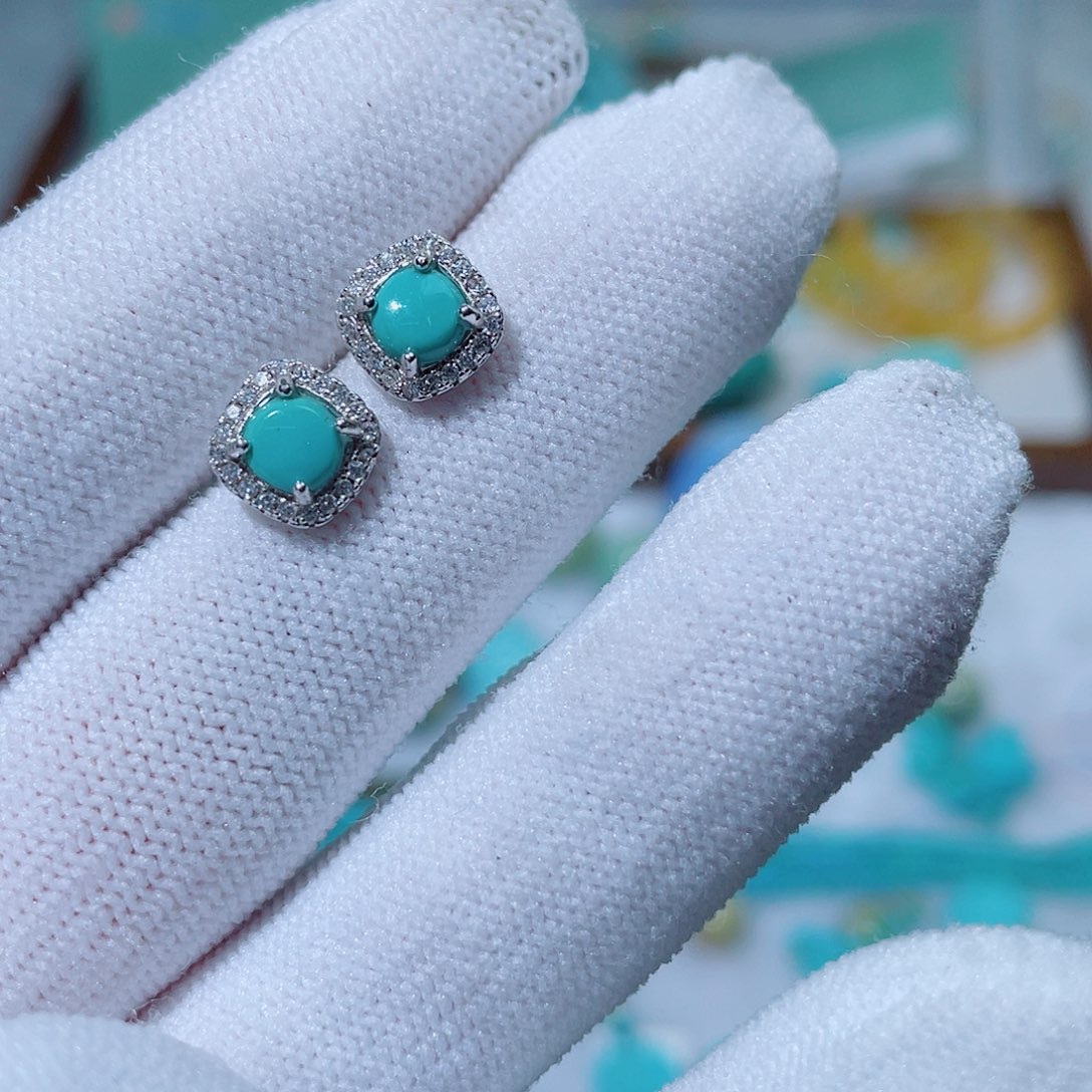 绿松石银S925镶嵌珠宝半成品