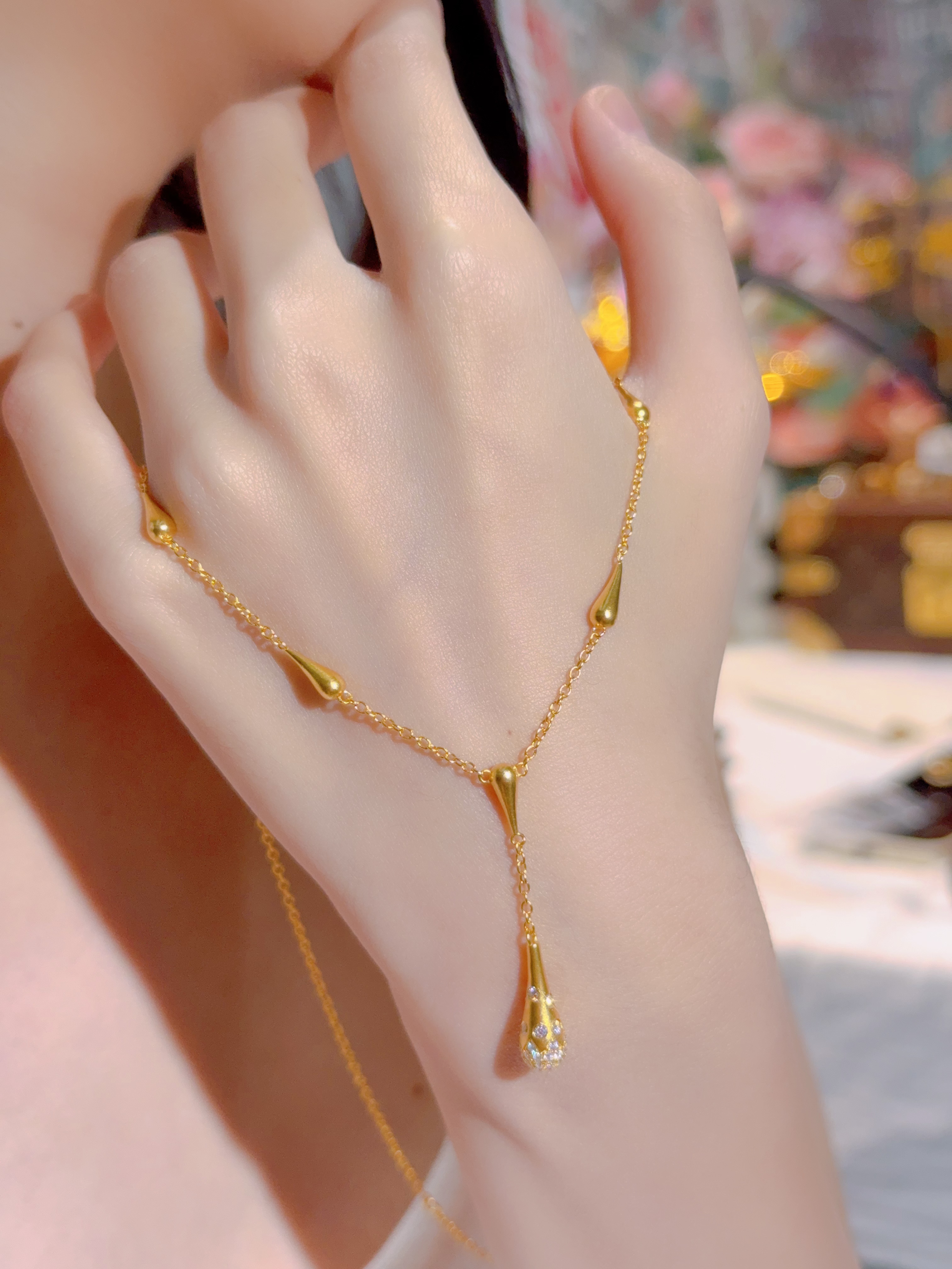 【苏妮法】足金999水滴项链古法黄金镶嵌时尚小众轻奢项链9.01克
