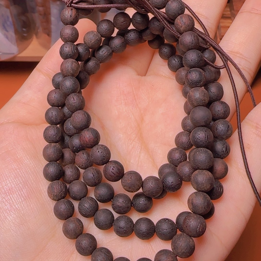 藤类降真香0.6*108多圈圆珠手串紫红油