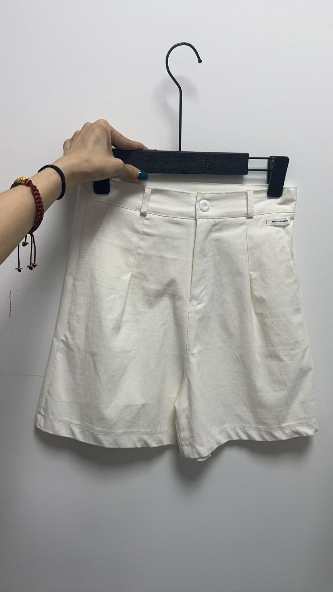 五分裤高腰夏季韩版吸汗纯色短裤显瘦白色阔腿少女风