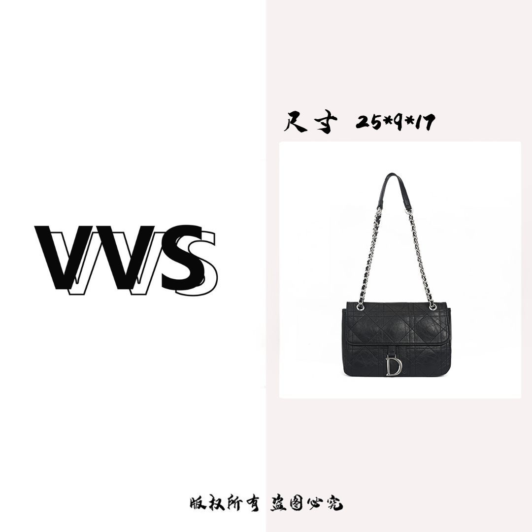 【VV专属】菱格绣线链条流浪包大容量黑色单肩斜挎包KNX-8881黑