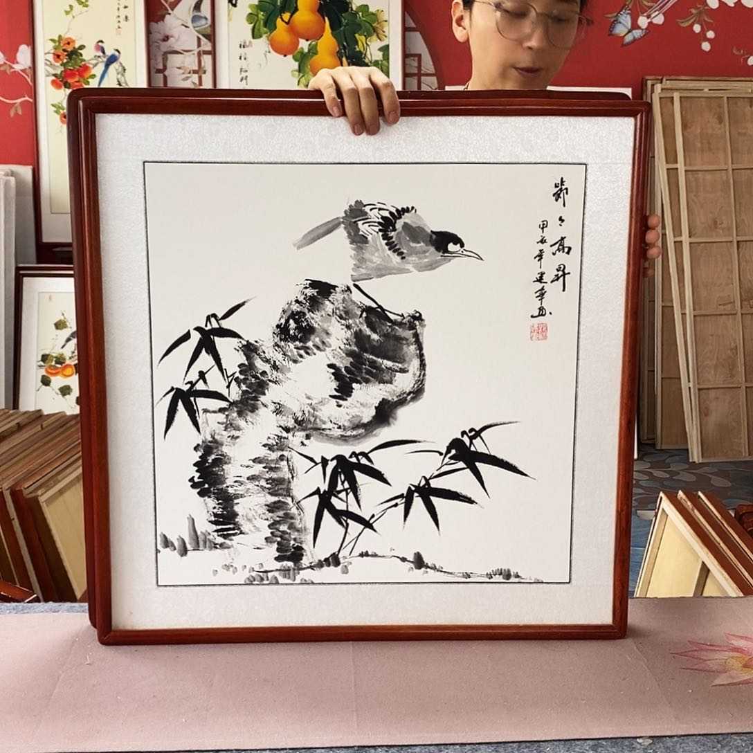 国画手写手绘带框包邮62✖️62国画作品
