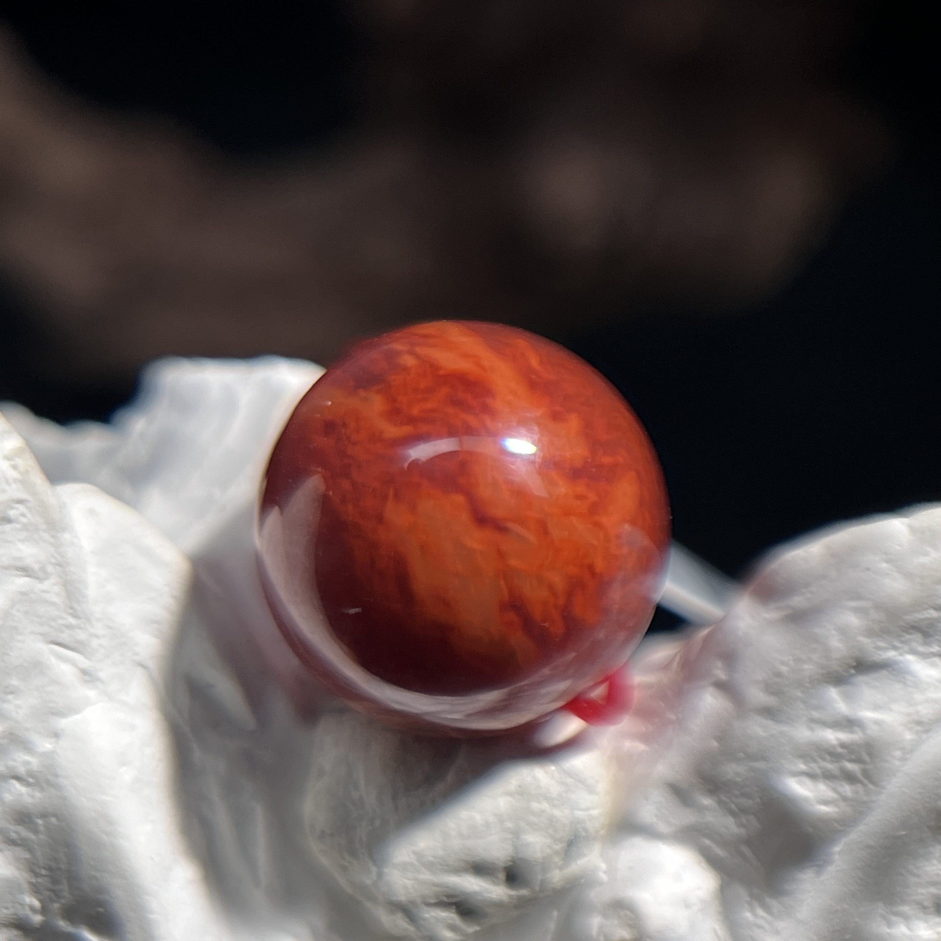 原矿瓦西玫红底妖火火焰纹南红单珠圆珠吊坠