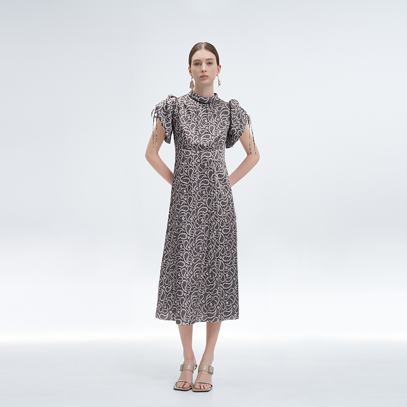 ANMANI恩曼琳25夏季新款法式复古印花茶歇裙收腰连衣裙EANFBA05