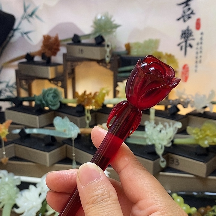 蛇纹石玉合金发饰