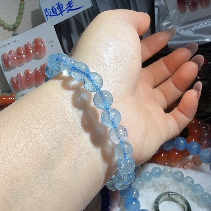 未镶嵌水晶手链海蓝宝