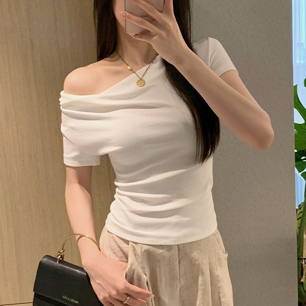 莫代尔T恤短袖性感打底衫耐磨紧身百搭杂志风吸湿排汗小众