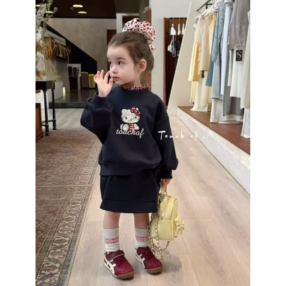 童装2025秋季女童韩版卡通可爱KT猫卫衣半裙套装