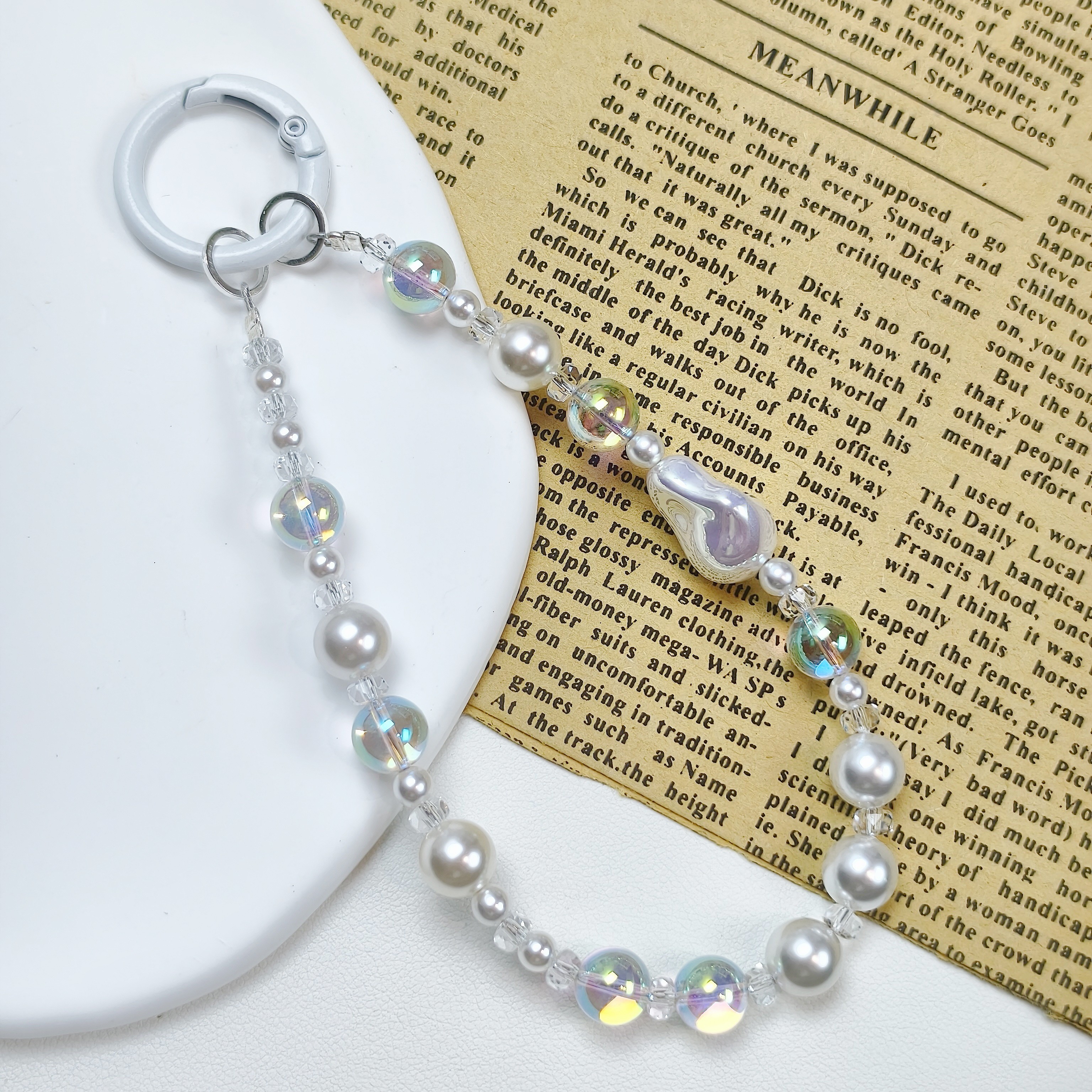 原创手机链 巴洛克 珍珠水晶 人鱼泡泡珠手机链 简约高级