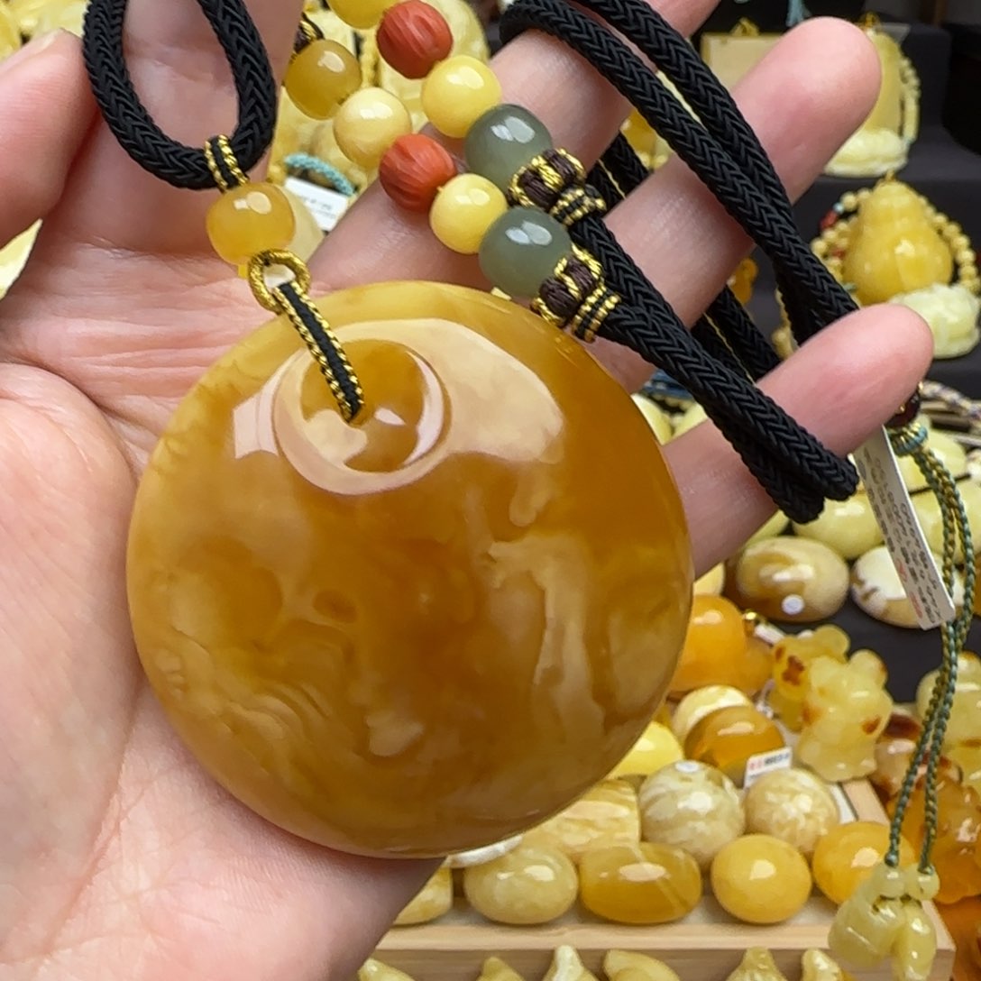 蜜蜡套链未镶嵌天然俄料蜜糖红蜜蜡公主扣