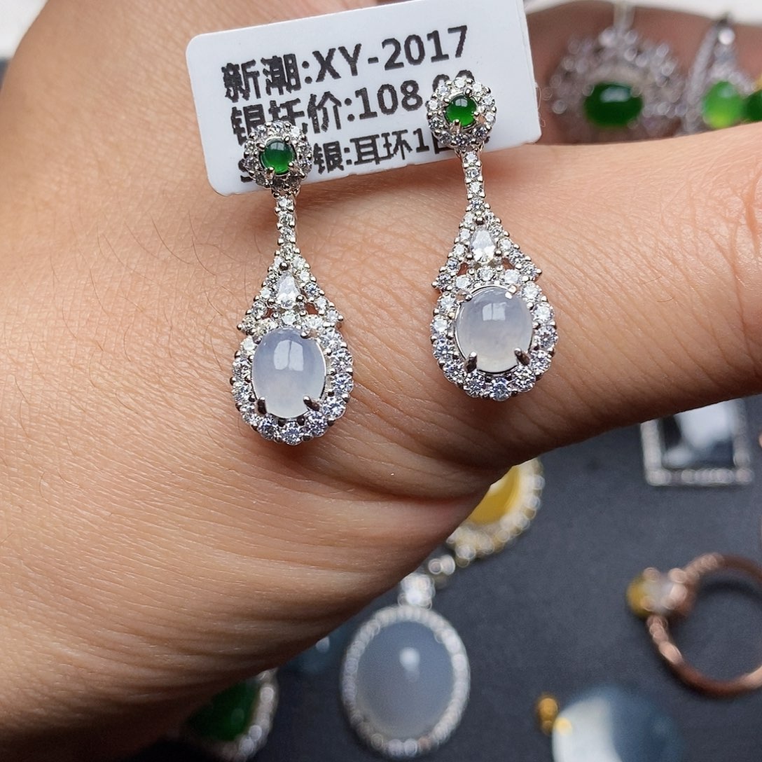 翡翠耳饰银S925镶嵌小*侠耳饰