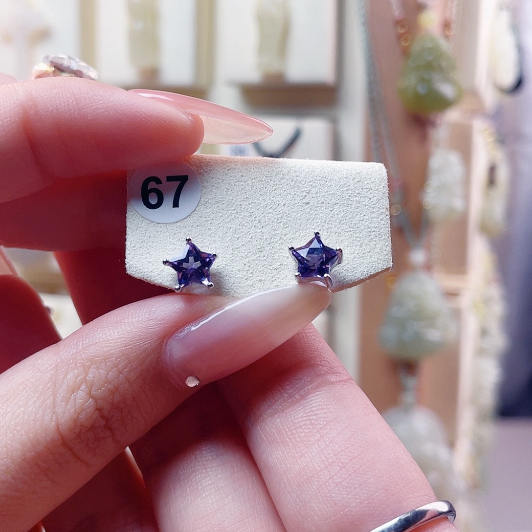 银S925镶嵌紫晶耳饰