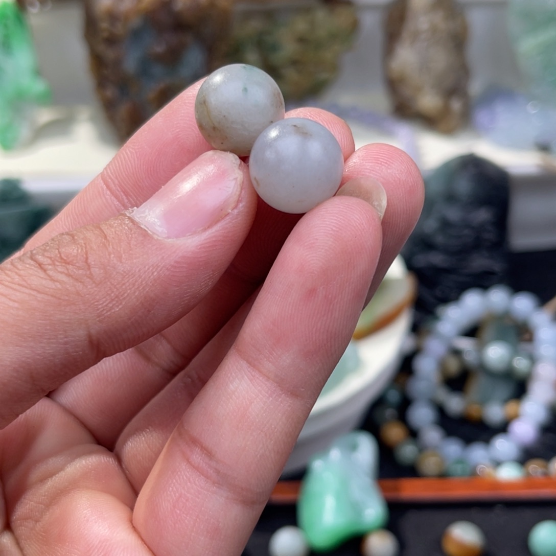 翡翠散珠春带撒金花老料子特色珠子对珠