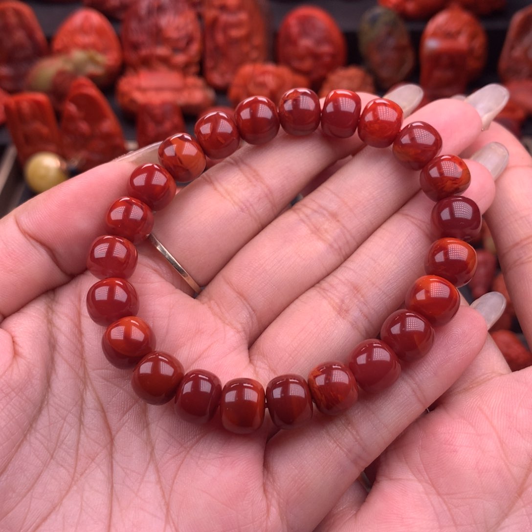 南红玛瑙南红川料牛血红老型手串10mm未镶嵌