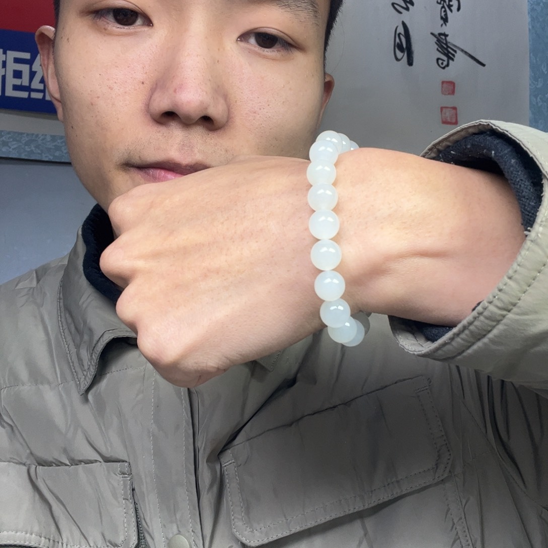 和田玉手链未镶嵌多样性野牛沟羊脂玉卡10货头