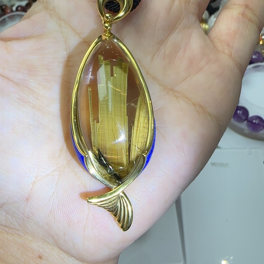 水晶吊坠18K金镶嵌JP37906成