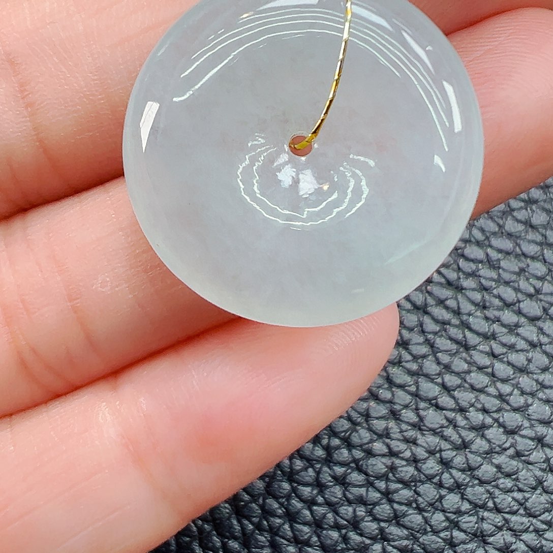 翡翠18K金镶嵌吊坠(不含链)平安扣