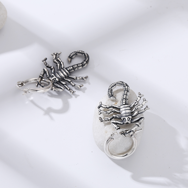 925银耳饰 小众设计创意蝎子耳圈男女款流行耳夹式耳扣