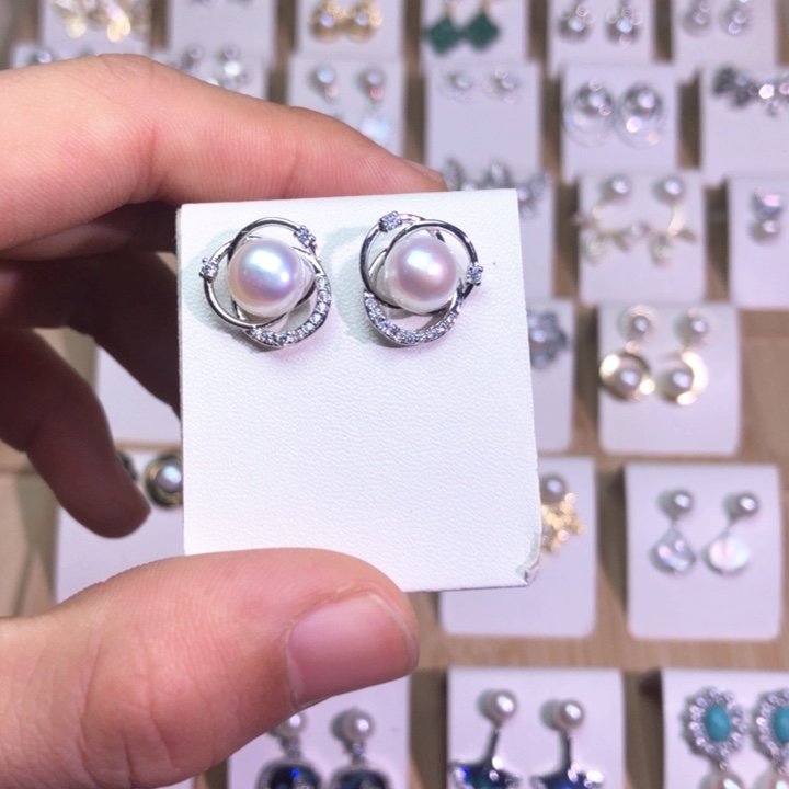 淡水珍珠耳饰银S925镶嵌